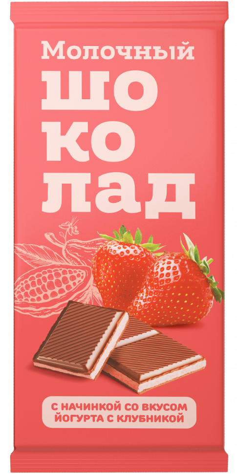  Меренга Шоколад молочный с начинкой Йогурт-Клубника,(блок 24шт по 80г)   в Соколе